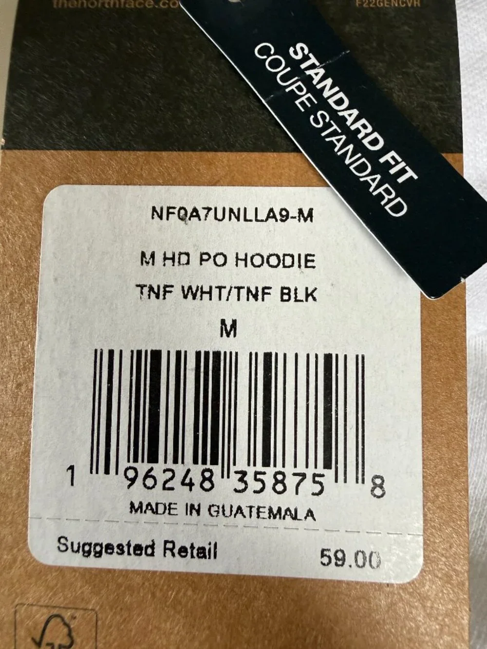 The North Face men's pullover hoodie sweatshirt drawstring hood pocket white M